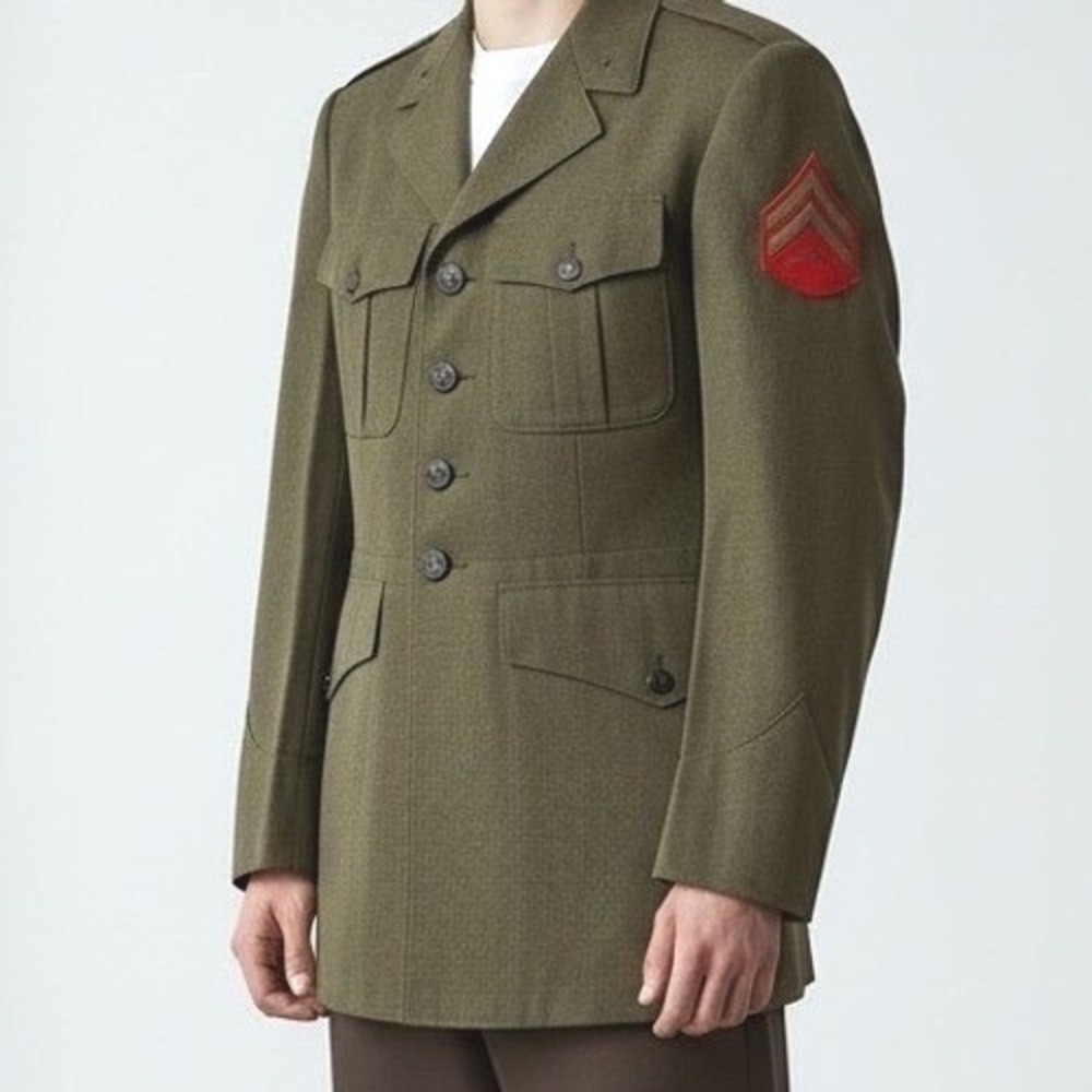 Vintage USMC Alpha Service Tunic Wool Jacket Sergeant 39R Military‎ Official USA